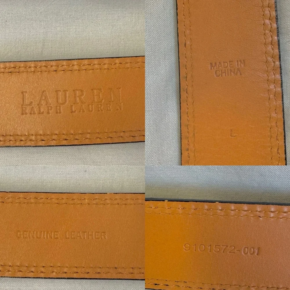 Lauren‎ Ralph Lauren Black Suede Leather Belt Gold Oval Buckle Large 9101572-001